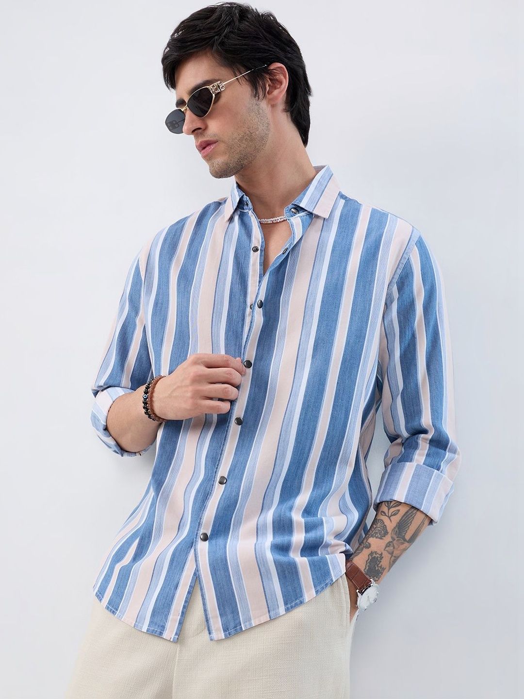 VASTRADO Men Classic Multi Stripes Striped Casual Shirt-picture-38