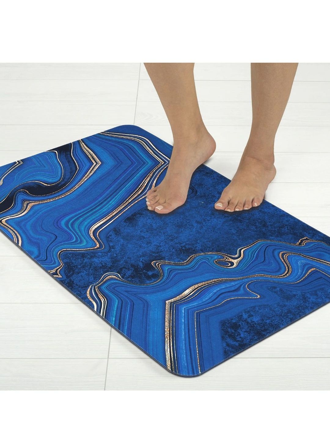 Aura Blue Self design Bath Rugs-image-47