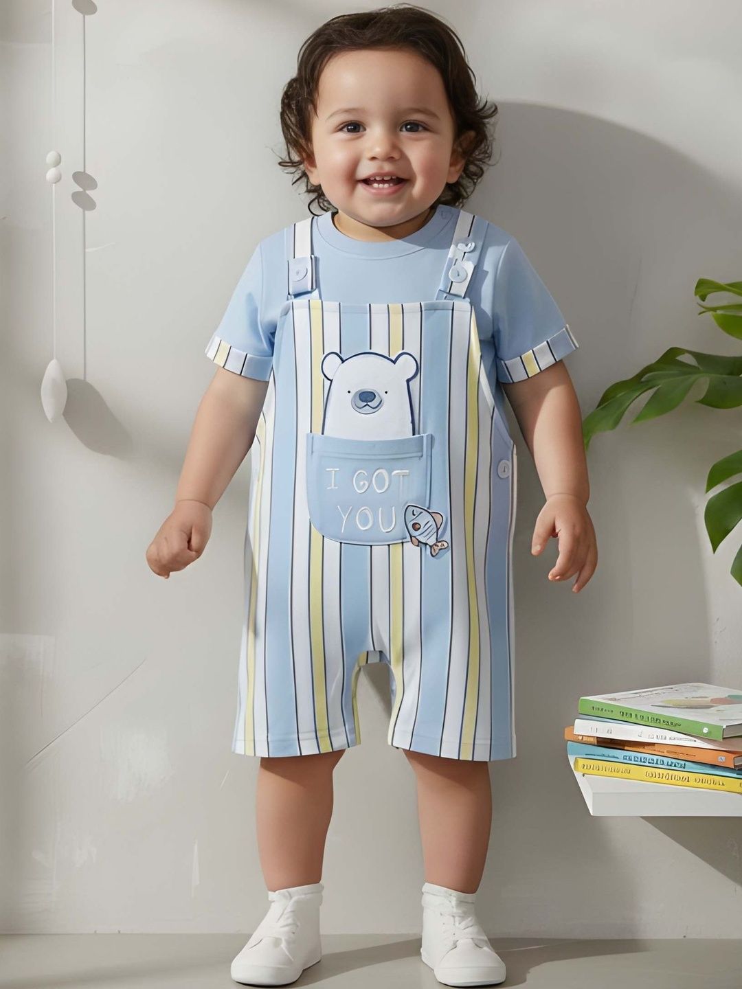 KIDNIP Infant Boys Printed Cotton Dungarees-picture-28