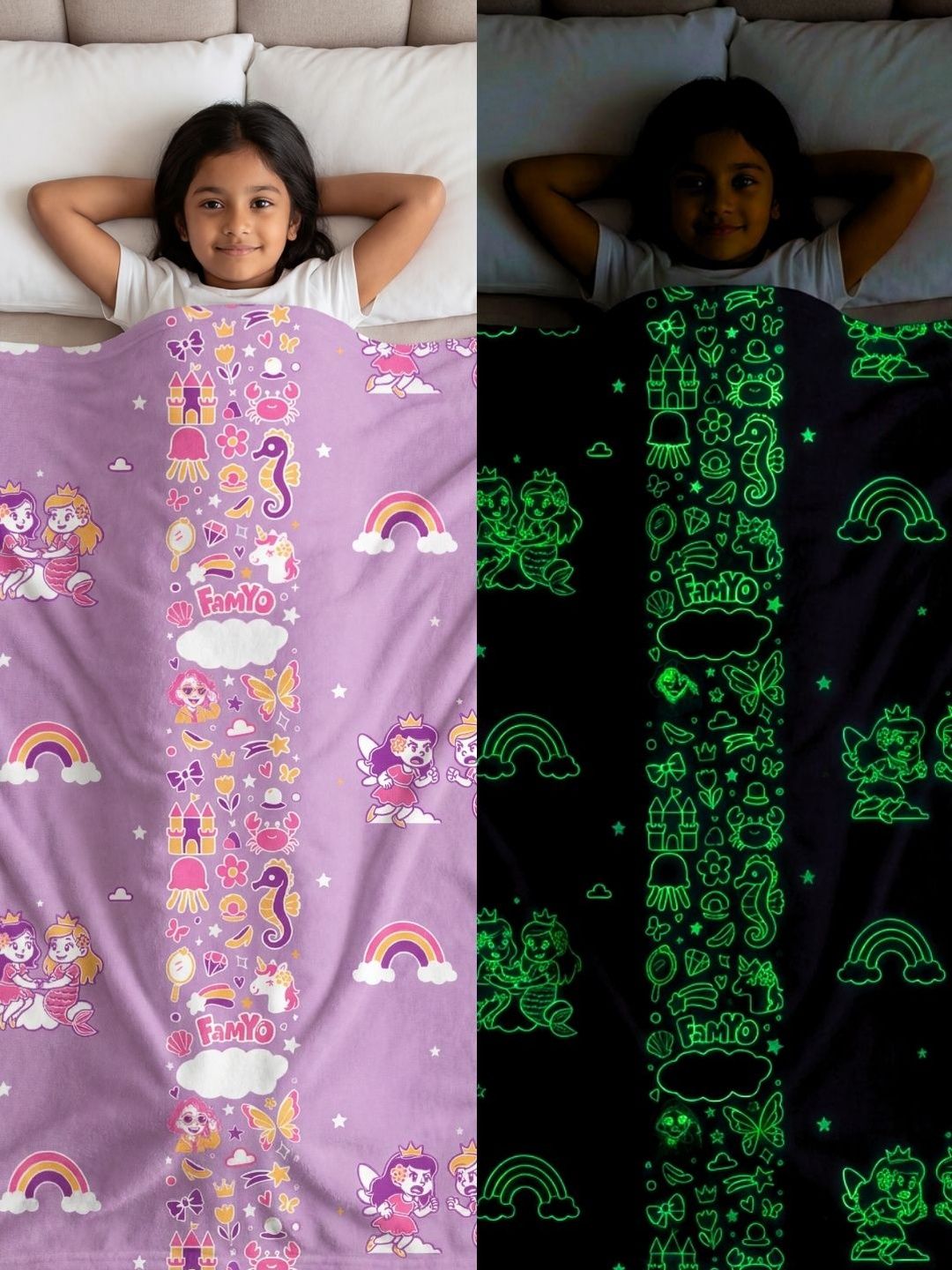Famyo Purple & Purple Cartoon Characters Fleece Mild Winter 233 GSM Blanket-picture-51