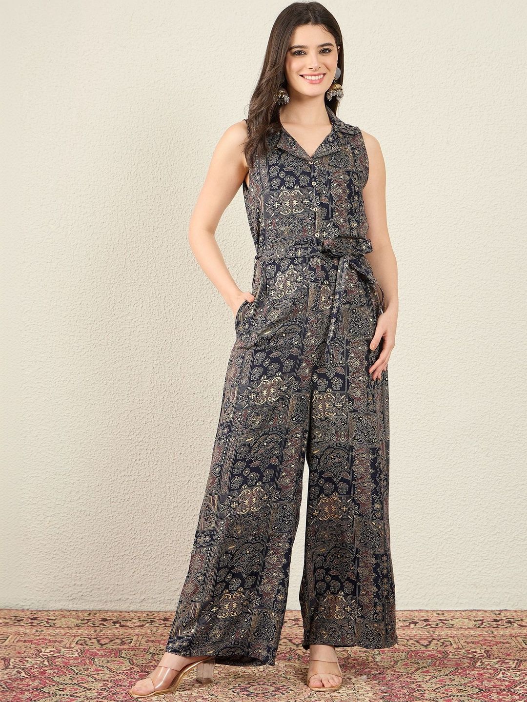 Anouk Shawl Neck Printed Basic Jumpsuit-picture-37