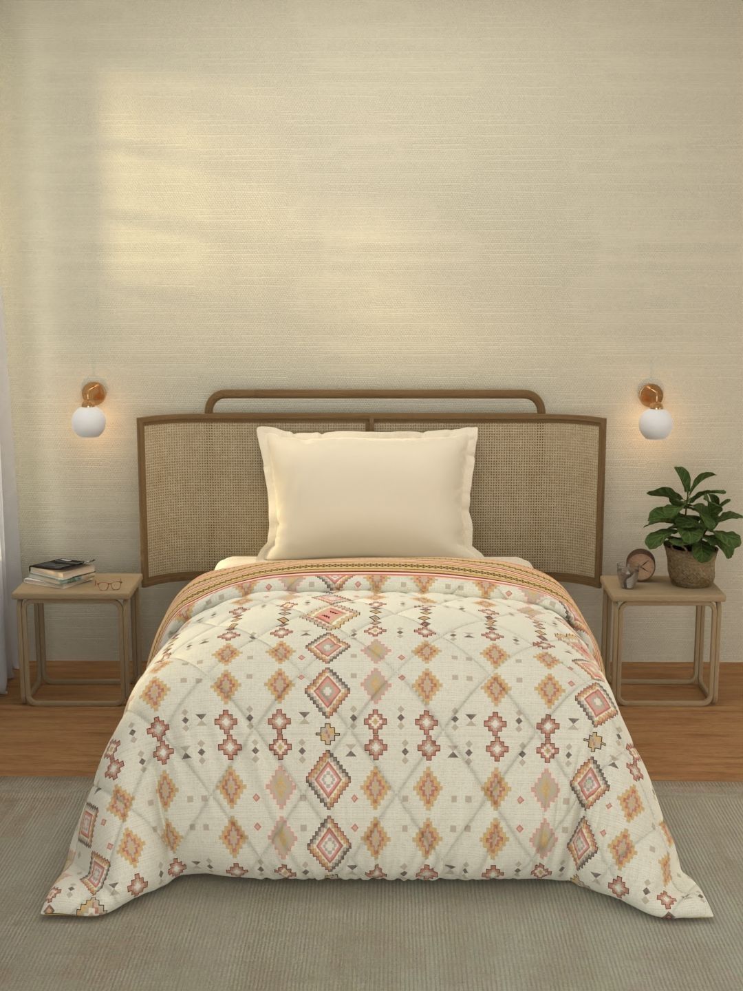 Portico New York Signature Yellow & Cream-Coloured Ethnic Motifs AC Room 120 GSM Comforter-picture-18
