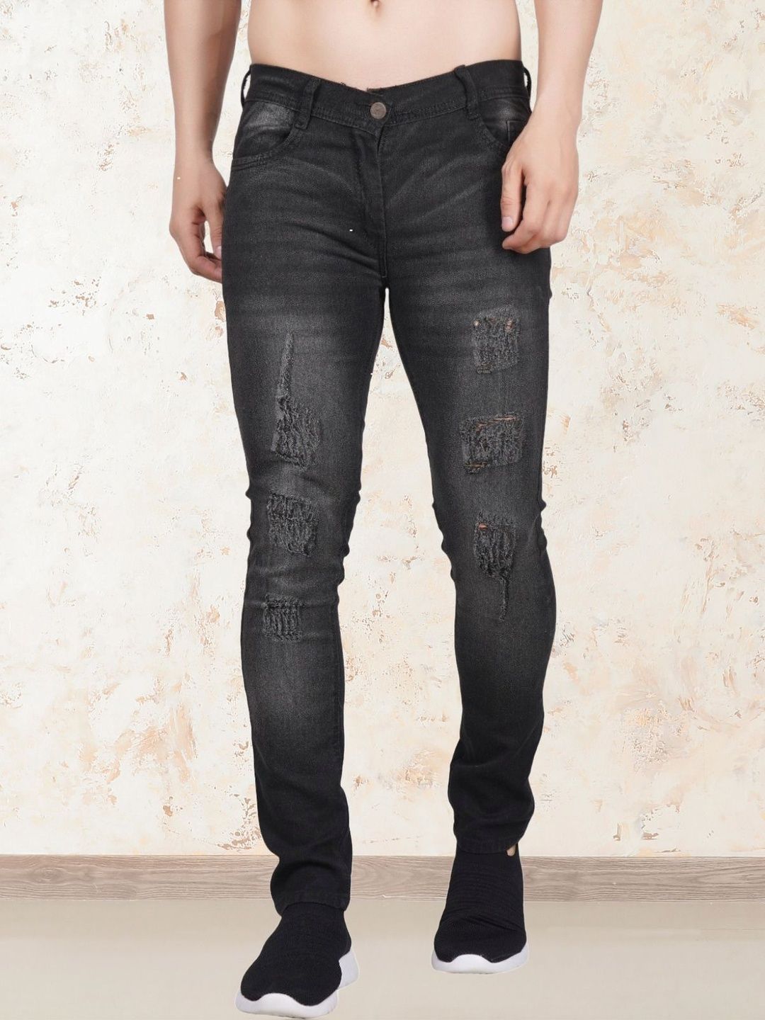 Metronaut Men Classic Regular Fit Mid-Rise Mildly Distressed Light Fade Stretchable Jeans-picture-17