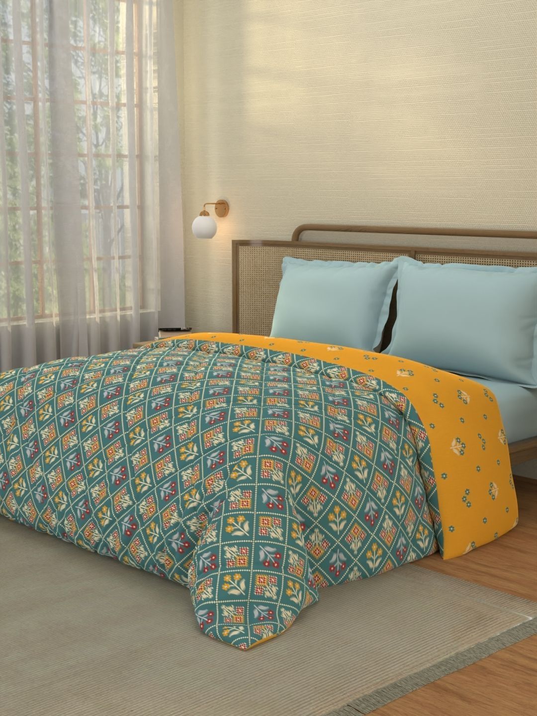 Portico New York Signature Green & Multicoloured Ethnic Motifs AC Room 120 GSM Comforter-picture-26