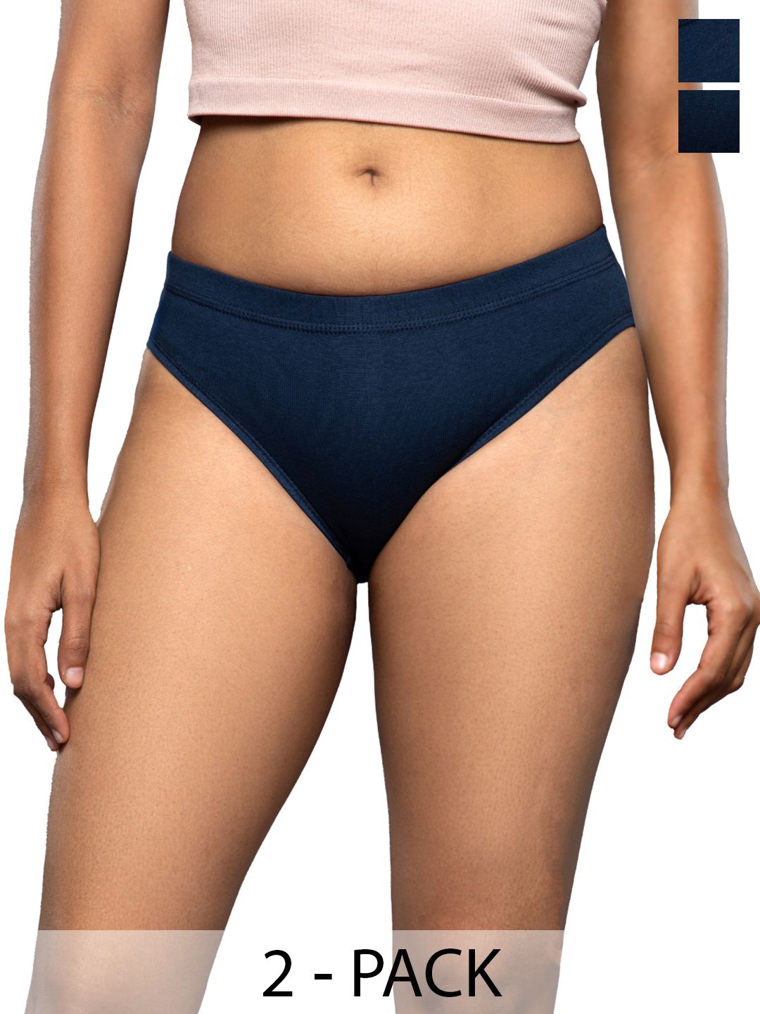 BLISSNATURAL Pack Of 2 Cotton Mid-Rise Hipster Briefs-picture-31