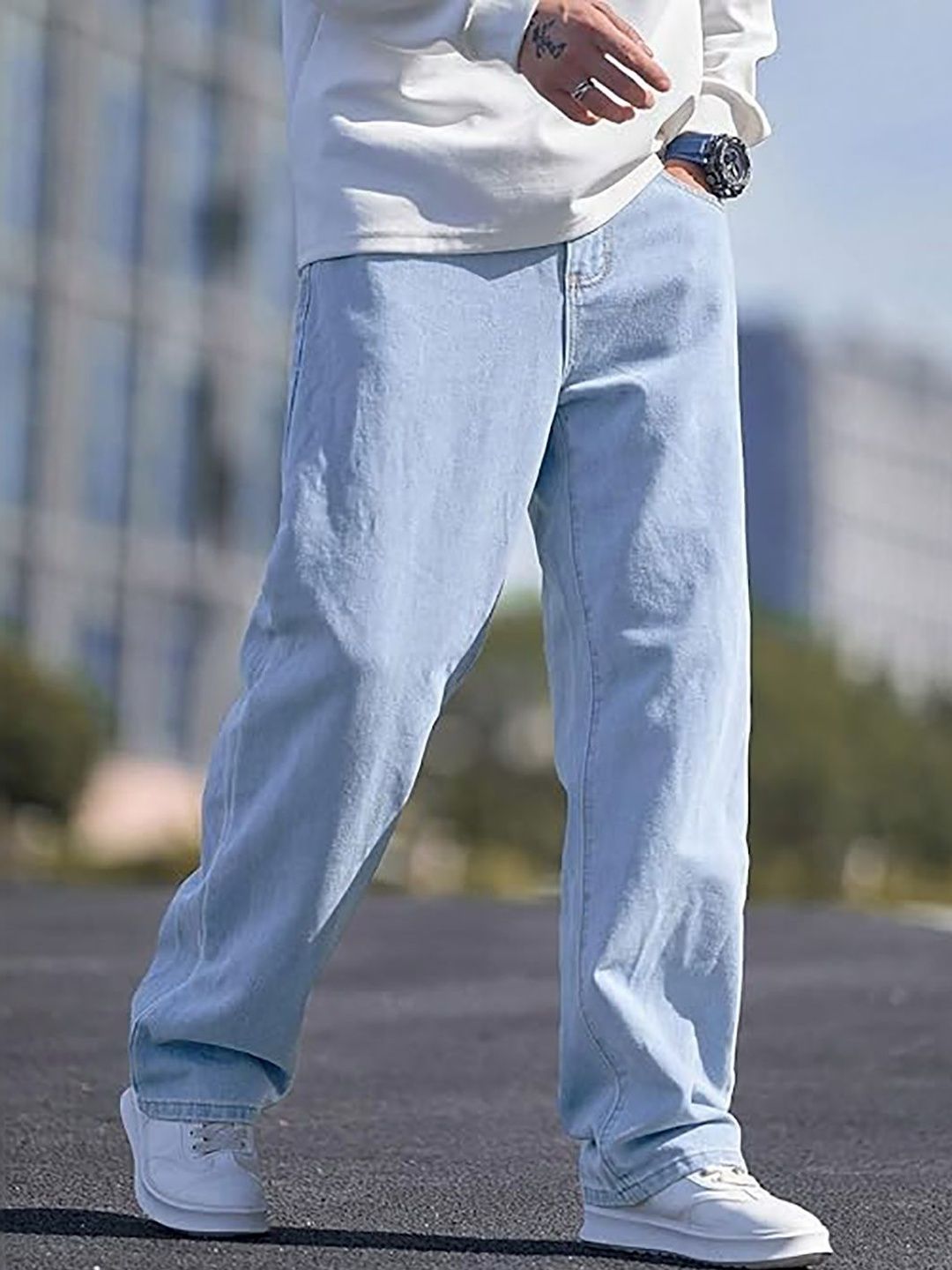 UNITED DENIM Men Loose Mid-Rise Light Fade Stretchable Jeans-picture-11