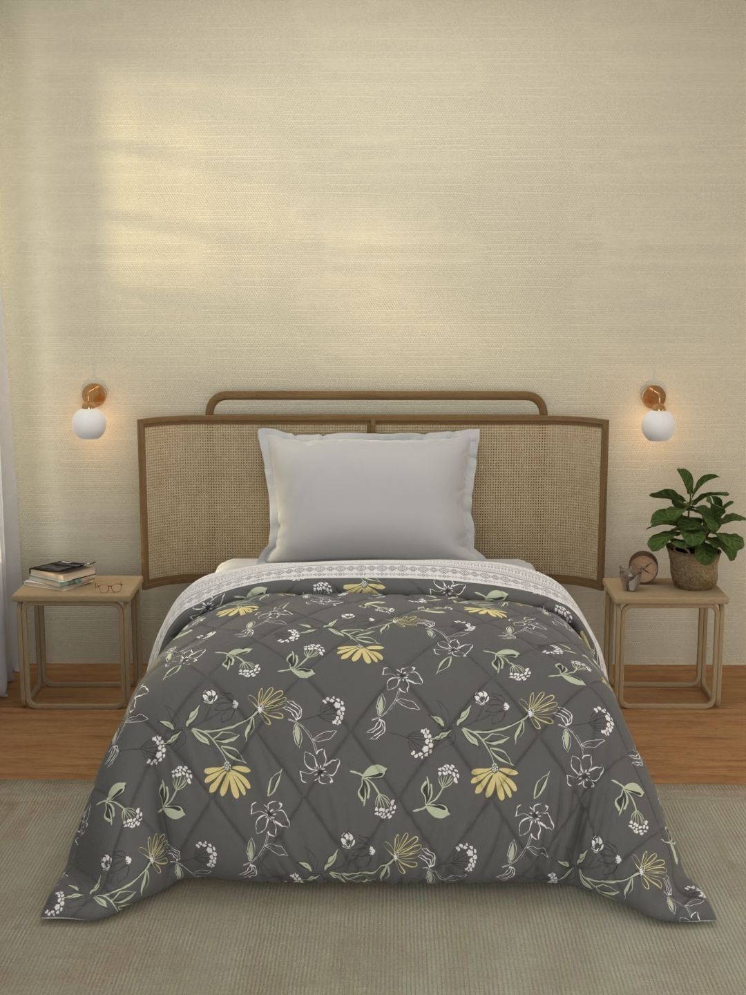 Portico New York Signature Home & Harmony 144 TC Cotton Grey Single Bed AC Comforter-image-44