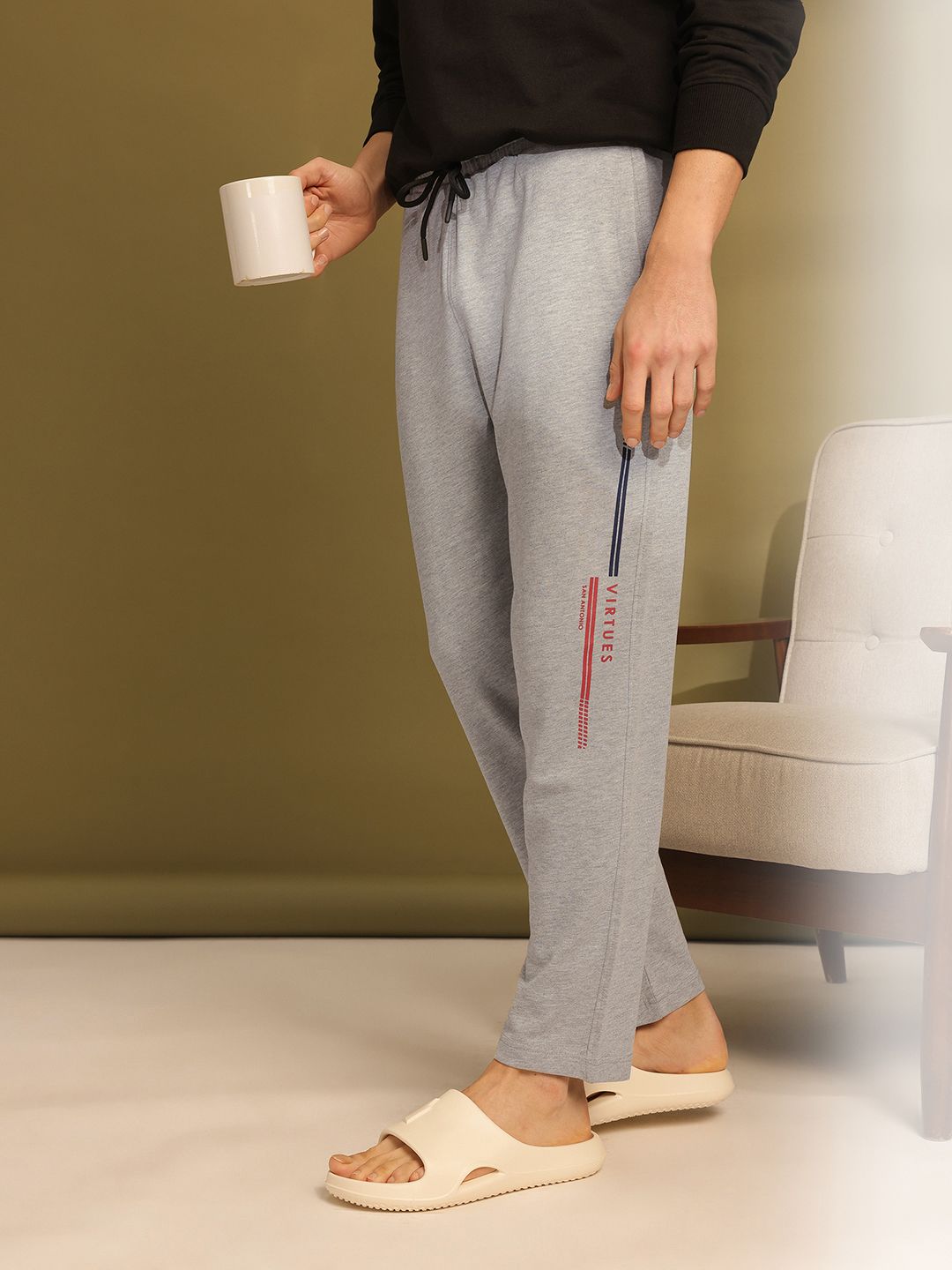 ETC Typography Printed Mid-Rise Straight Fit Lounge Pants-picture-38