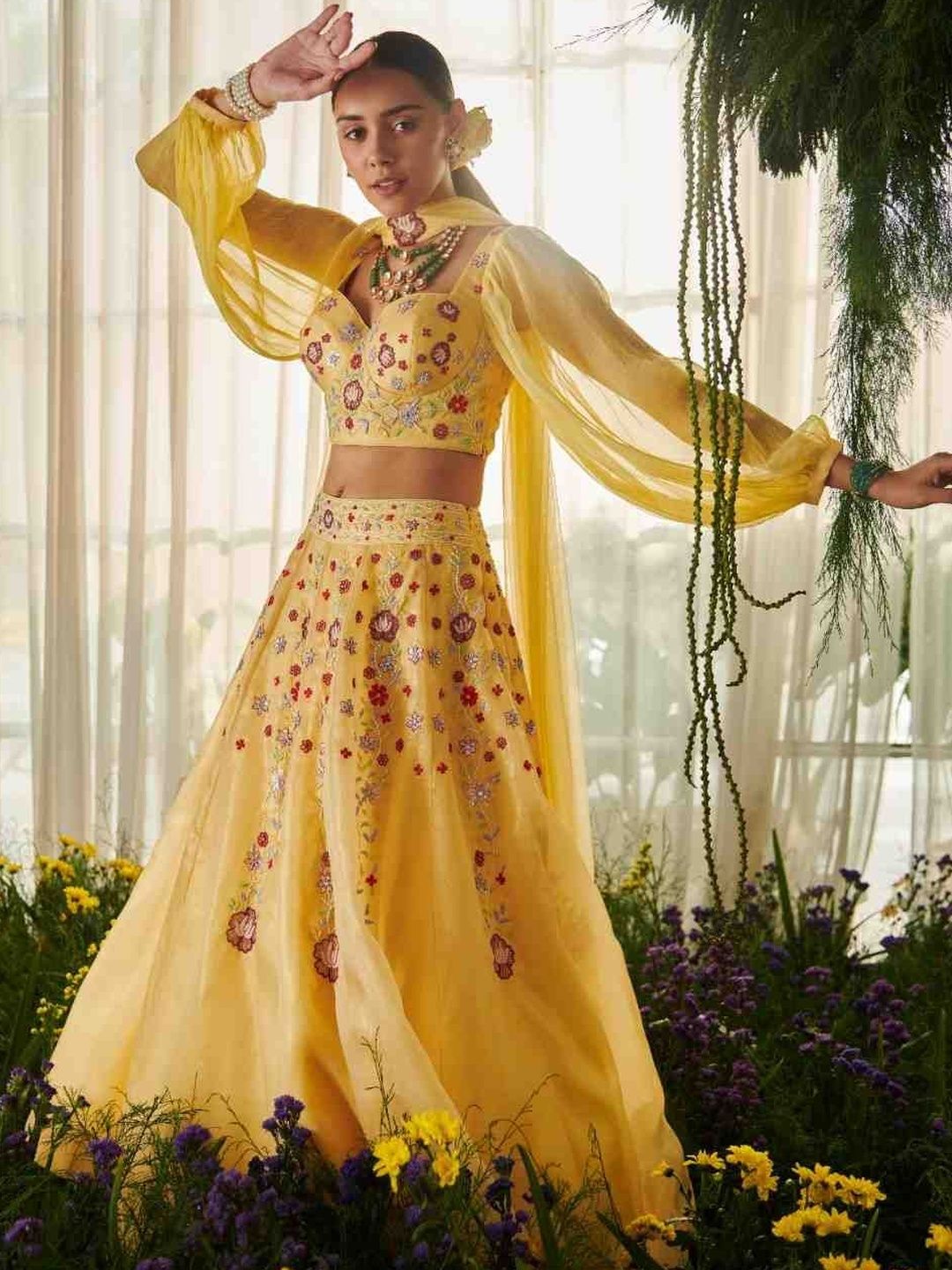 Tilsim by Sagarika Mehrotra Embroidered Thread Work Semi-Stitched Lehenga & Blouse With Dupatta-image-33