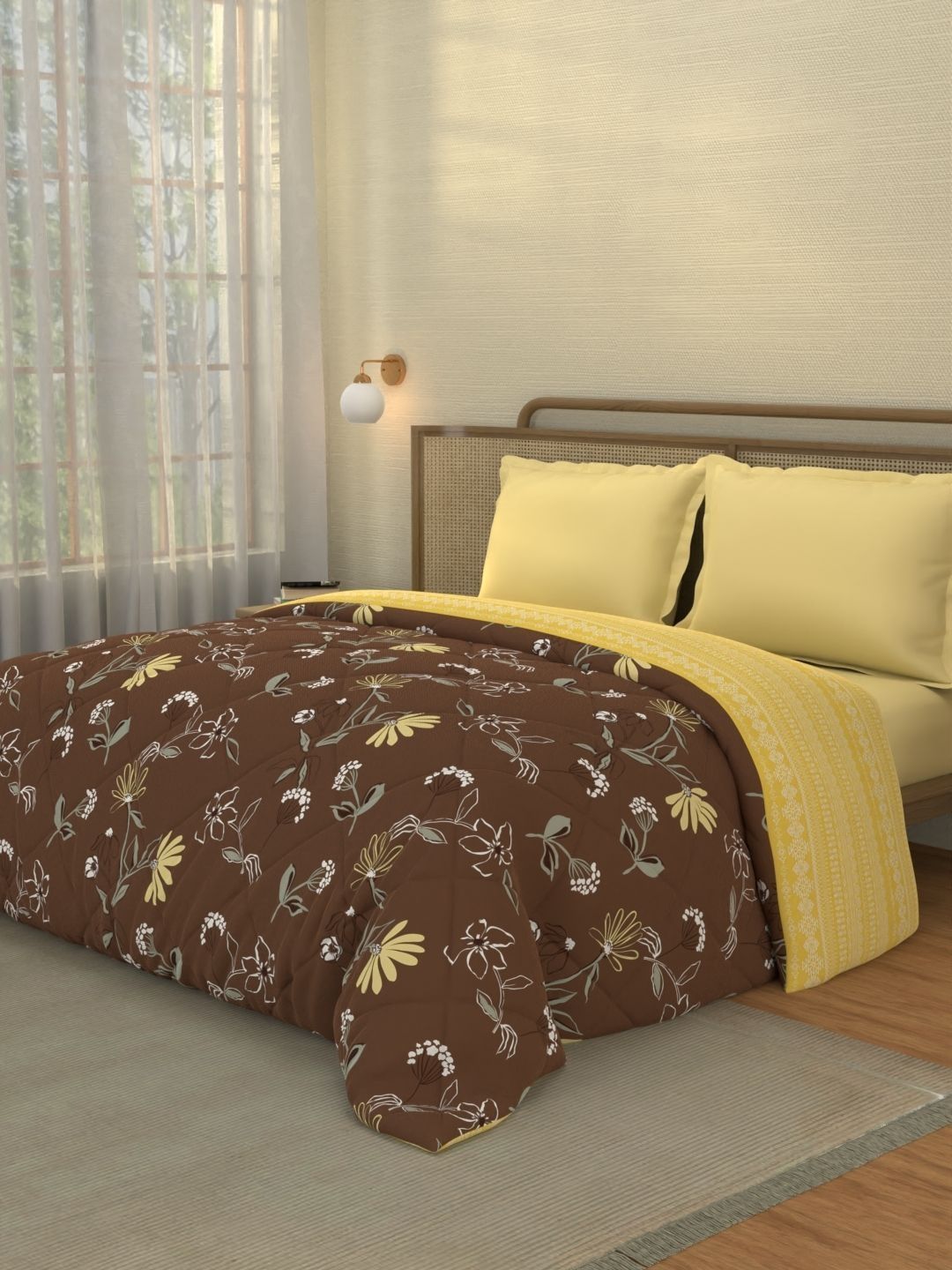 Portico New York Signature Home & Harmony 144 TC Cotton Brown Double Bed AC Comforter-picture-27