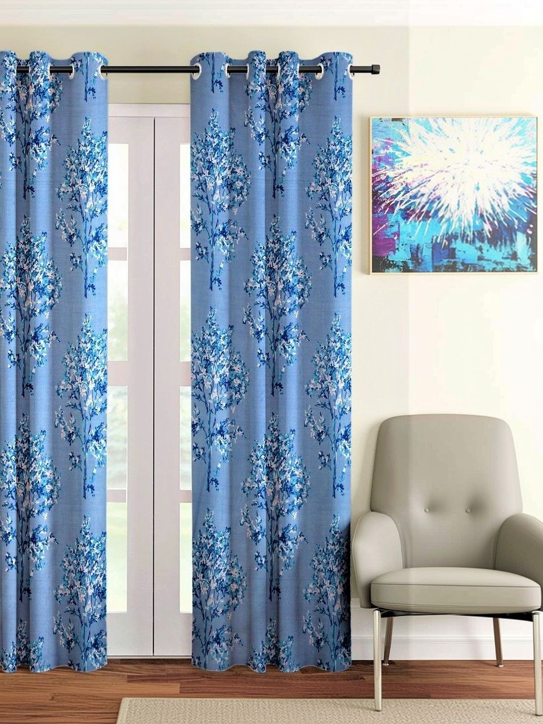 Fashion String Blue Floral Door Curtain-picture-25