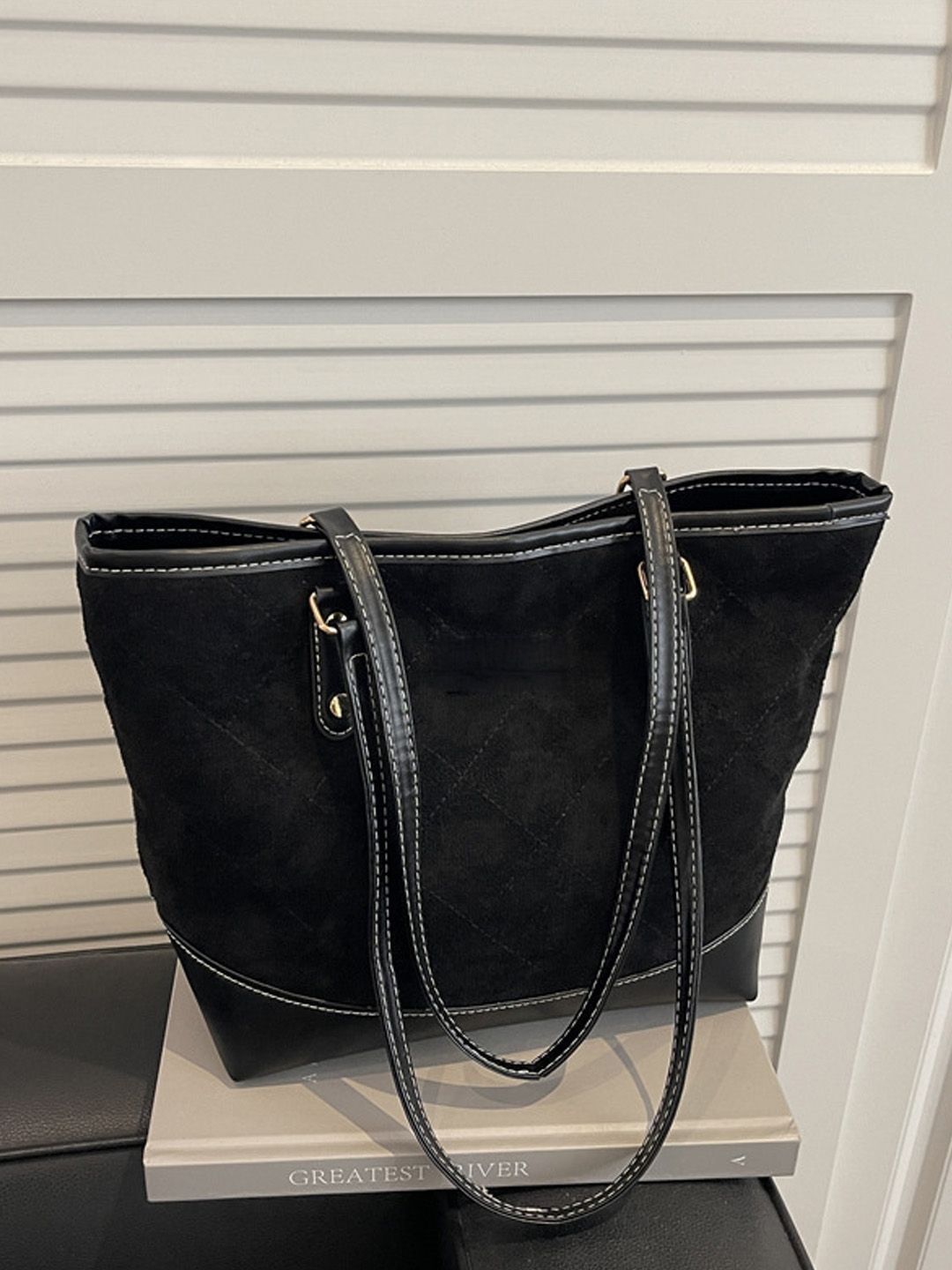 Lara Karen Textured PU Structured Tote Bag with Quilted-picture-24