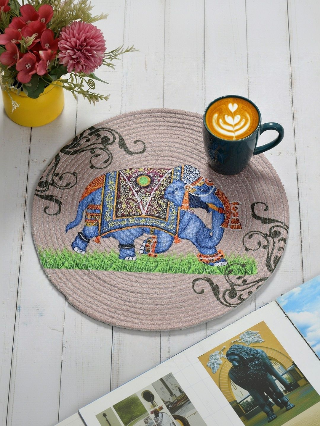 Galaxy Home Decor Beige Printed Cotton Table Placemat-picture-32