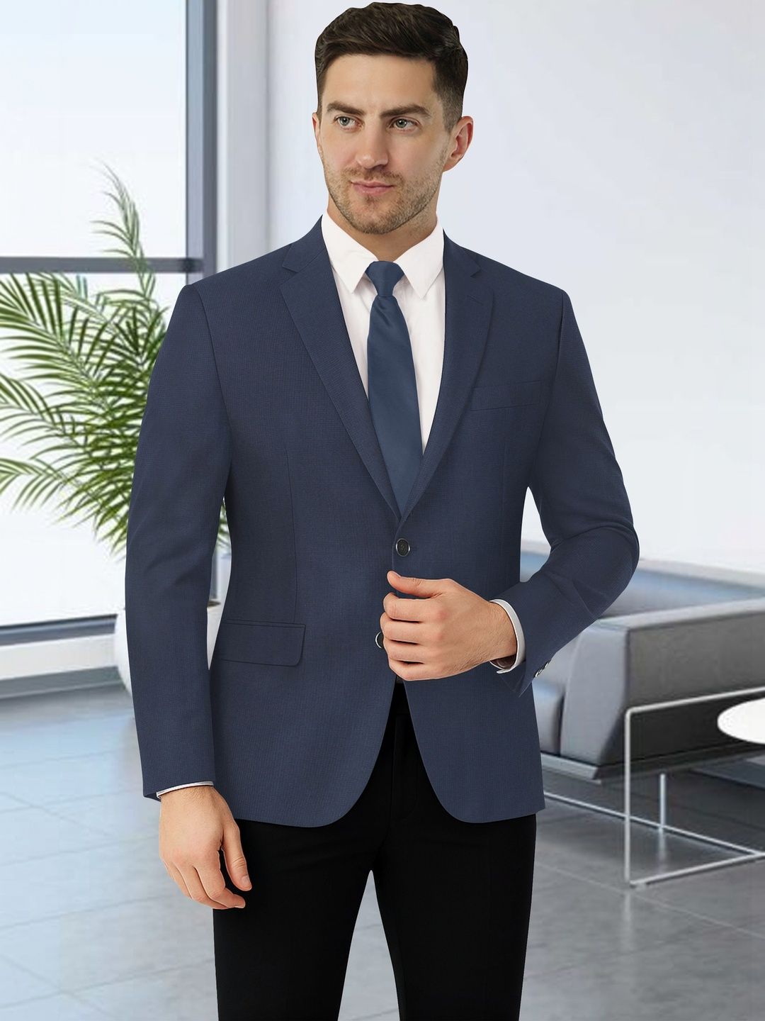 Integration Men Solid Single-Breasted Formal Blazer
