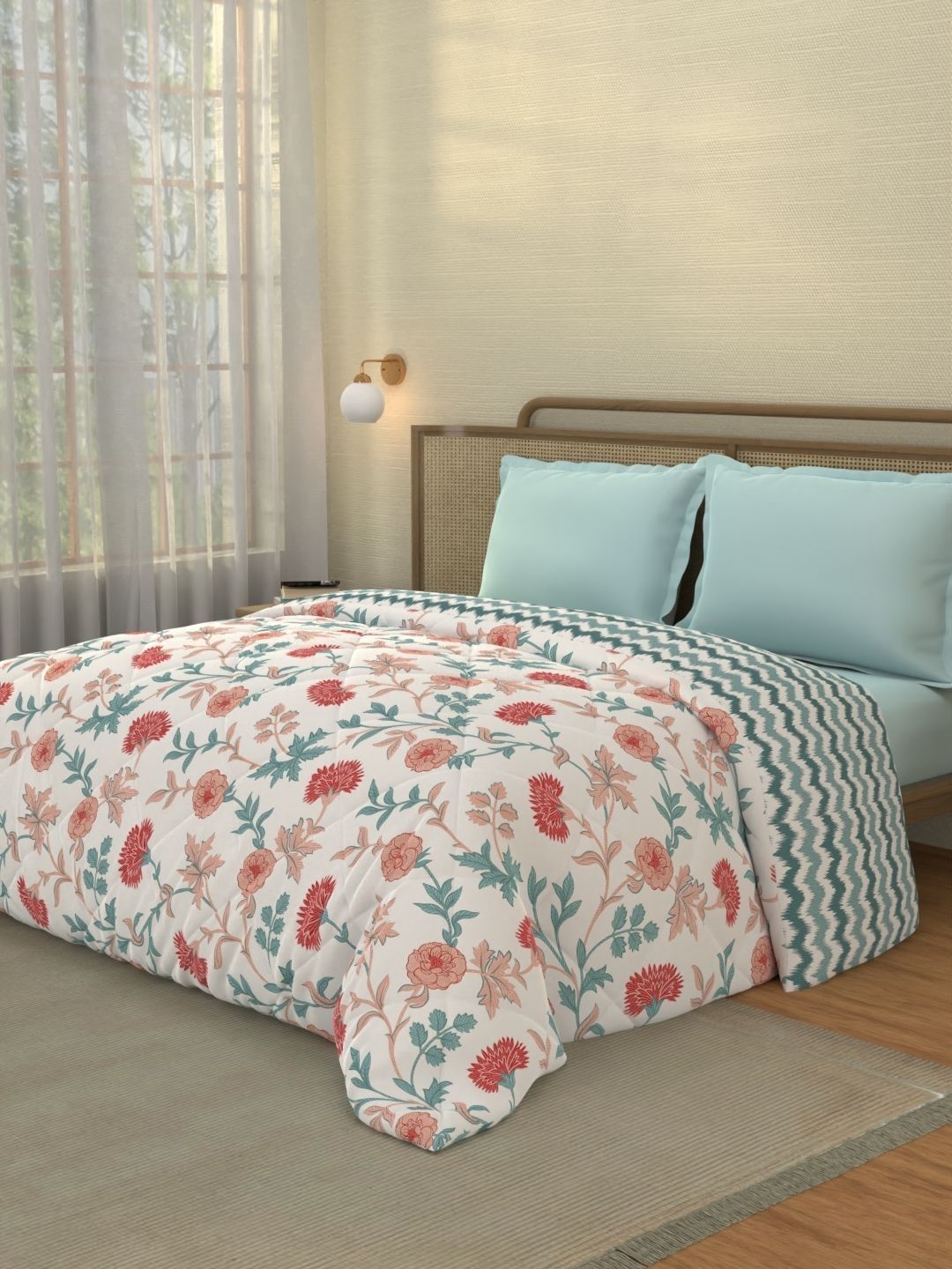 Portico New York Signature Red & White Floral AC Room 120 GSM Comforter-image-15