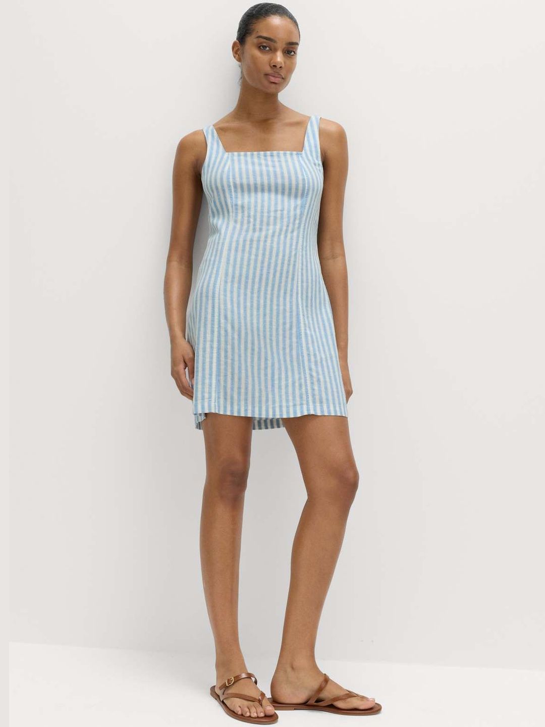 Marks & Spencer Linen Rich Striped Mini Shift Dress-picture-14