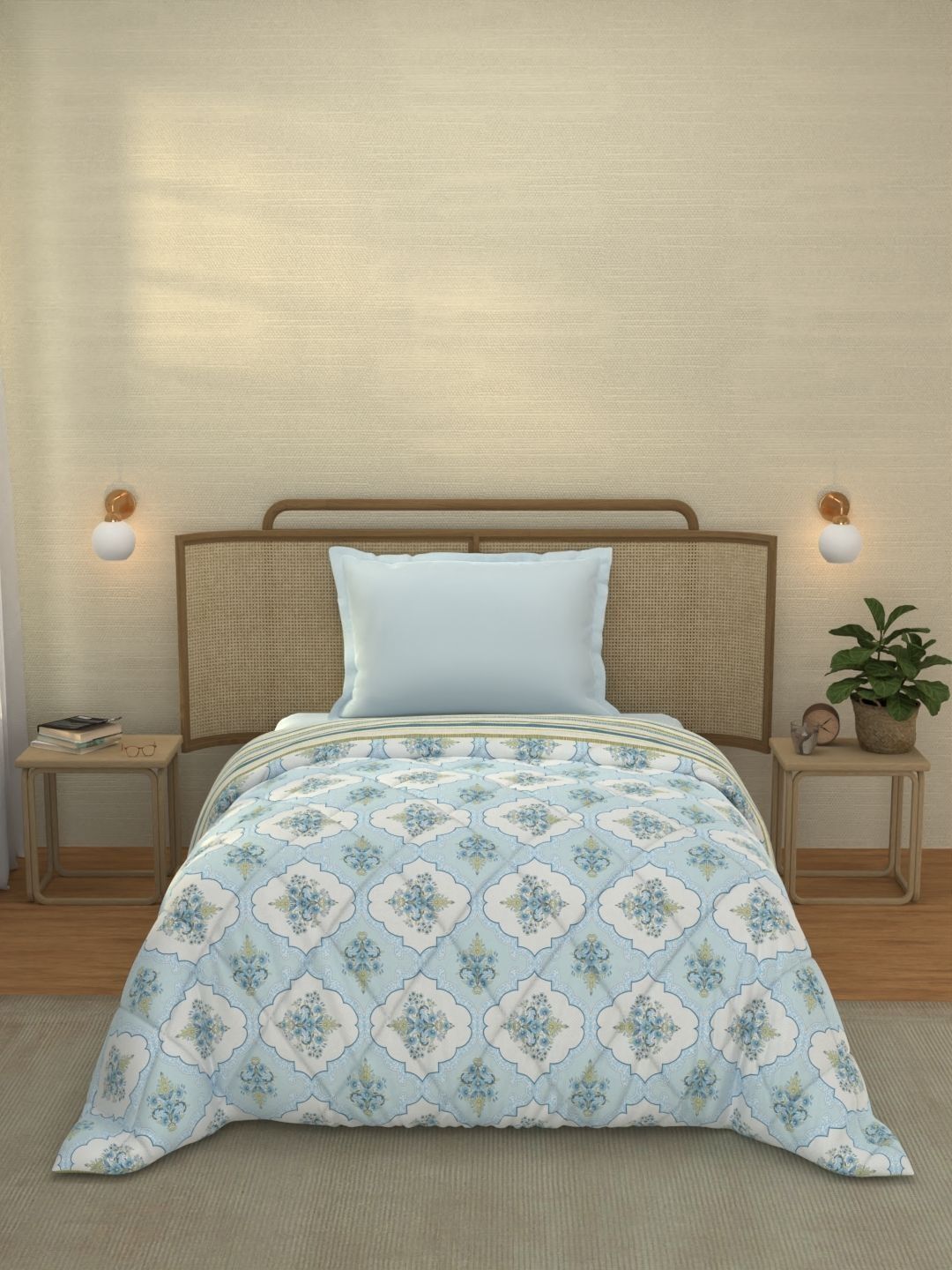 Portico New York Signature Green & Light Blue Floral AC Room 120 GSM Comforter-image-12