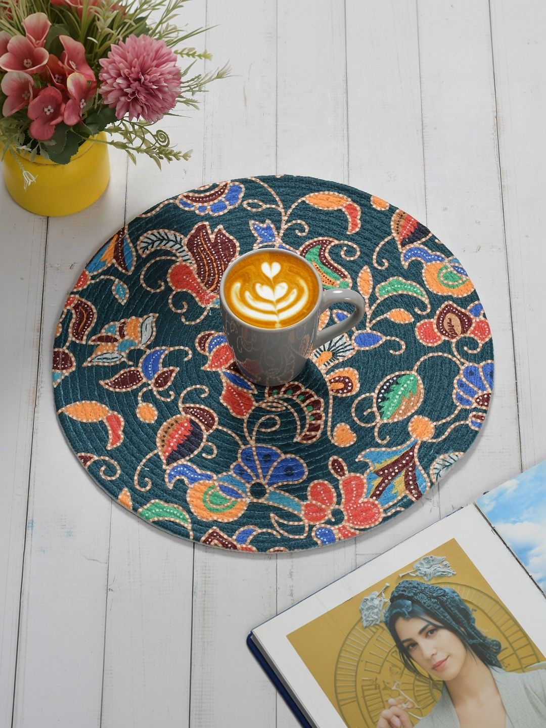 Galaxy Home Decor Blue Printed Cotton Table Placemat-picture-16