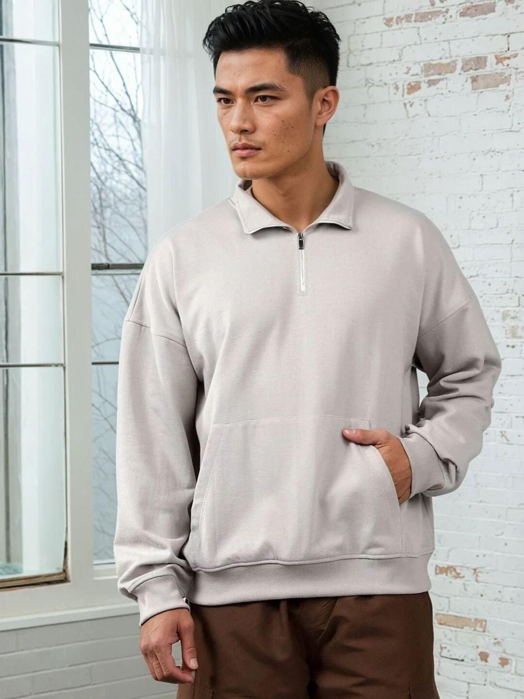 Kotty Men Casual Winter Sweatshirt with Zipper Neck-picture-24