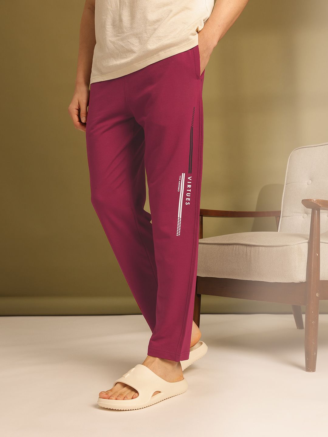 ETC Typography Printed Mid-Rise Straight Fit Pure Cotton Lounge Pants-picture-46