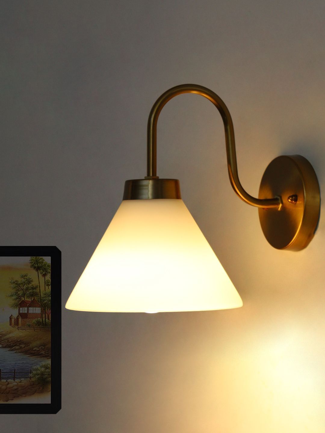 SHREE KALA HOME DECOR Gold-Toned & Gold-Toned Iron Frustum Shaped Wall Lamp-image-39