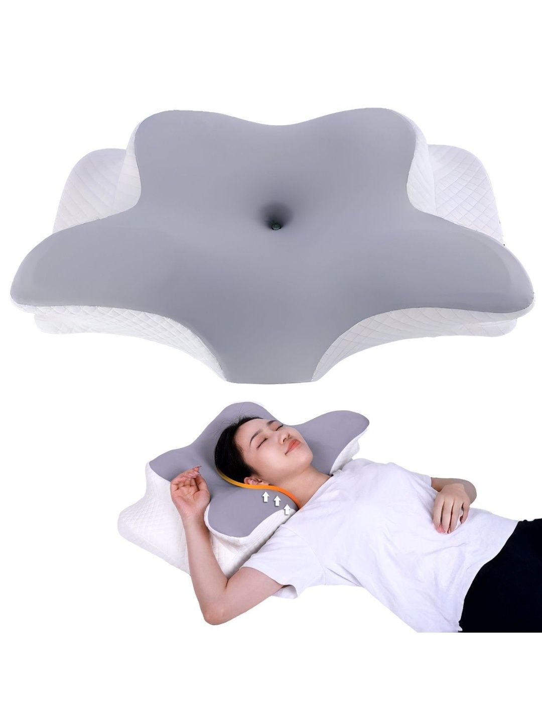 prime pick Grey Memory Foam Filled Cotton Pillow-image-26