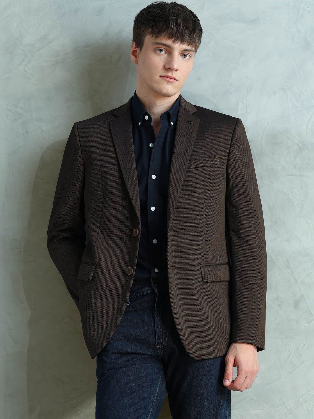 Arrow Self Design Notched Lapel Single-Breasted Slim Fit Blazers-picture-33