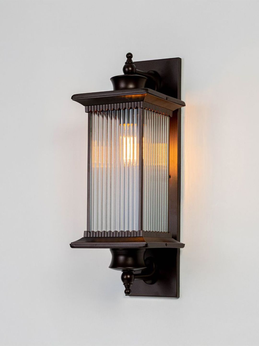 SHREE KALA HOME DECOR Brown & Bronze-Toned Textured Iron Rectangle Shaped Wall Lamp-image-13