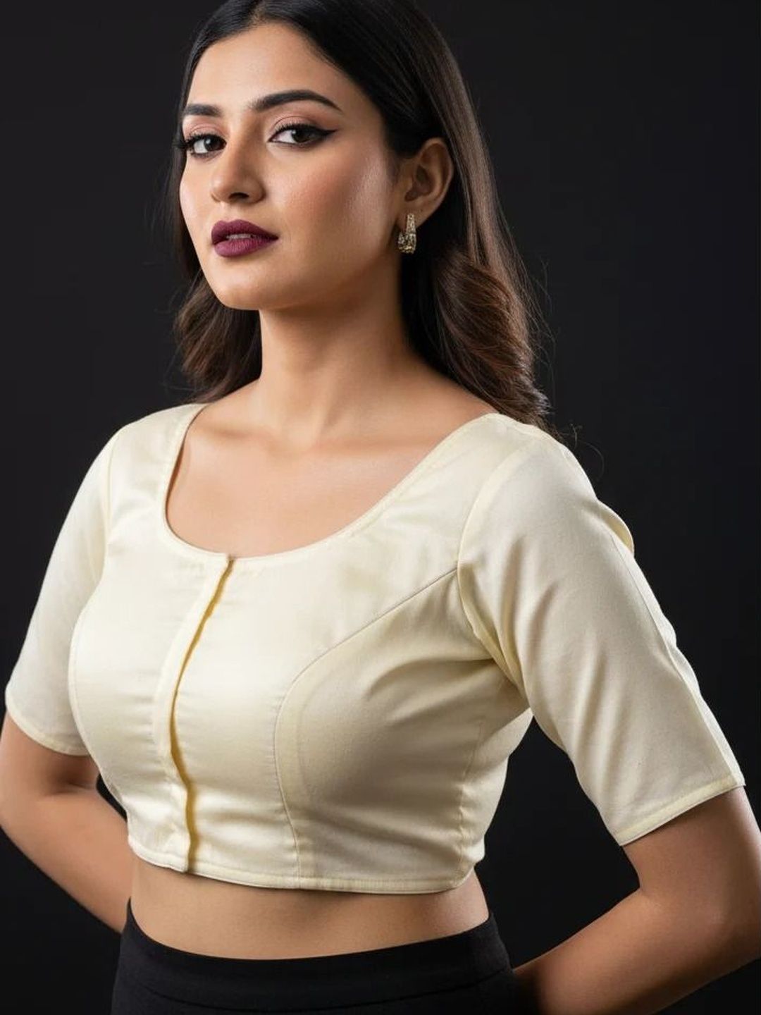 Monamaar Fancy Design Boat-Neck Saree Blouse-picture-9