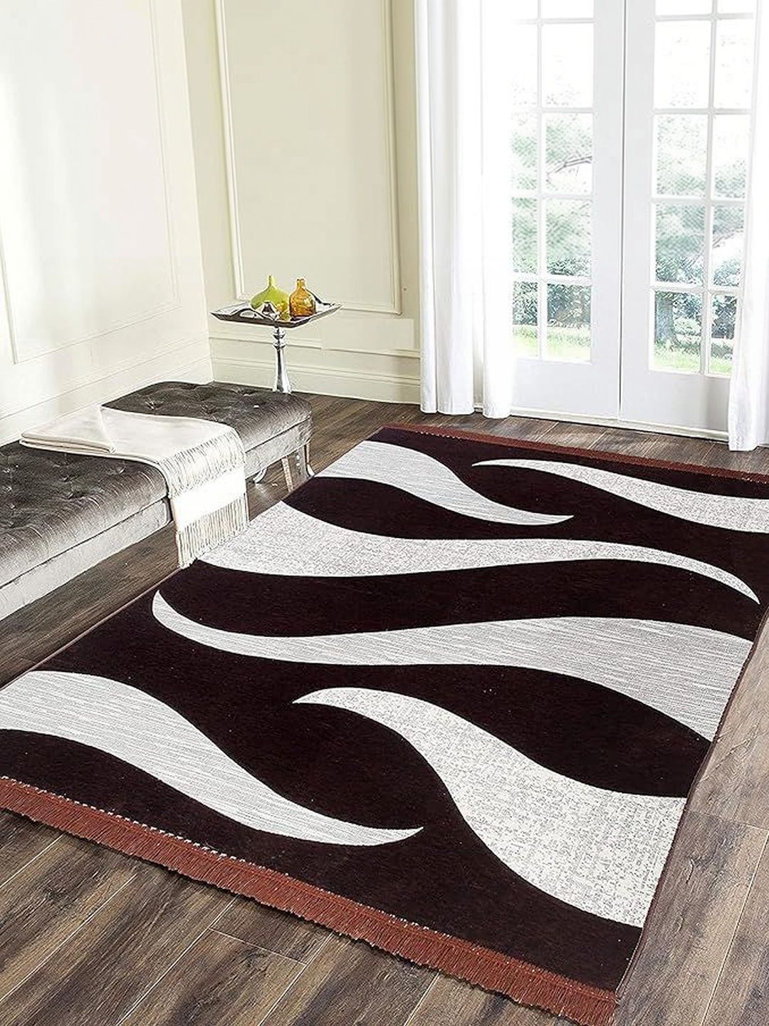 LUZDECOR Brown Abstract Anti-Skid Other Carpet-image-8