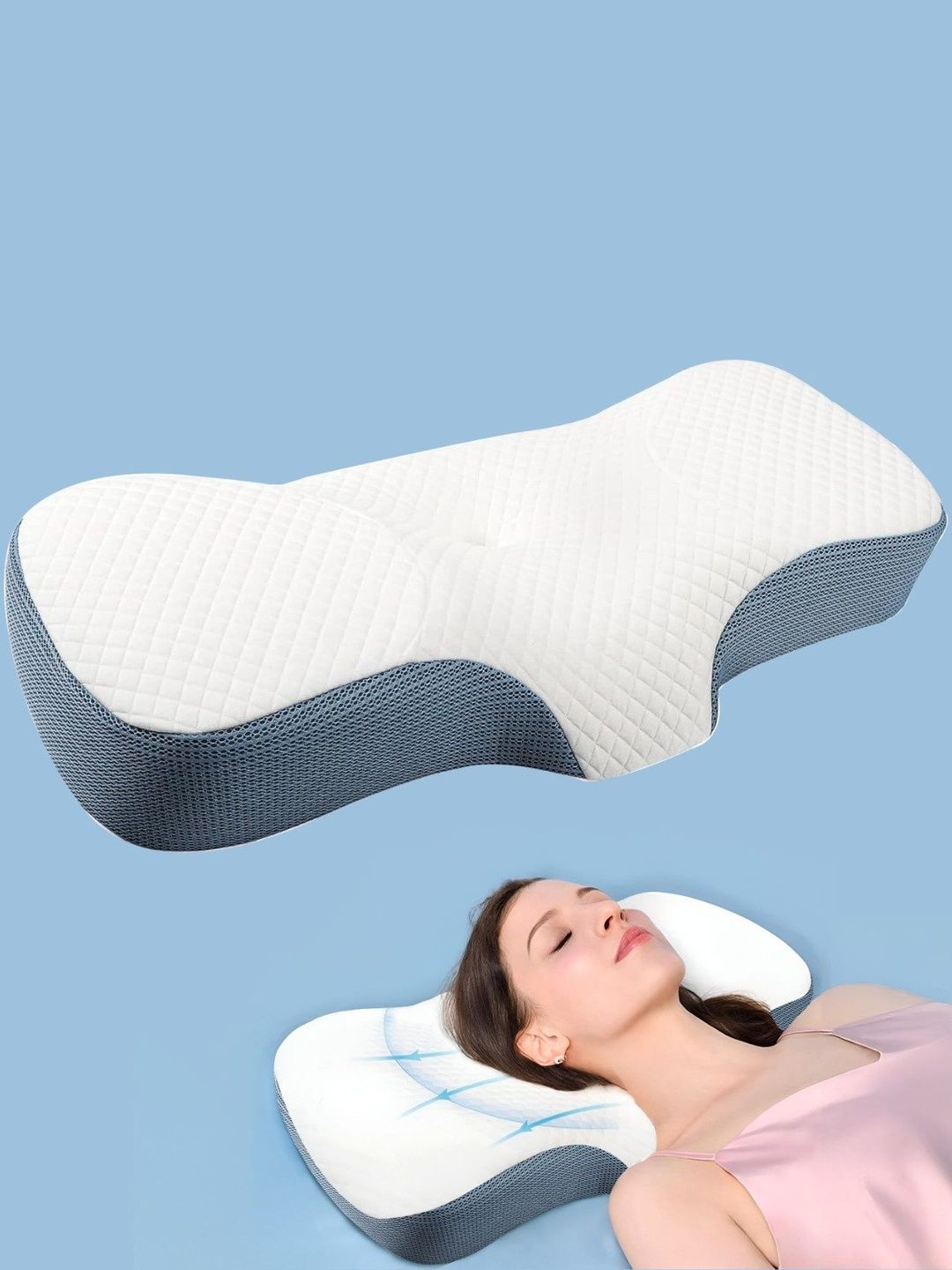 prime pick White Memory Foam Filled Cotton Pillow-image-33