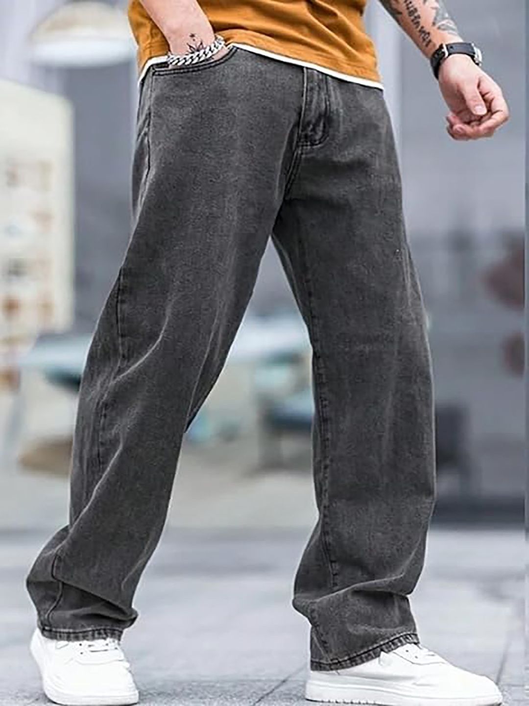 UNITED DENIM Men Loose Mid-Rise Light Fade Stretchable Jeans-picture-0