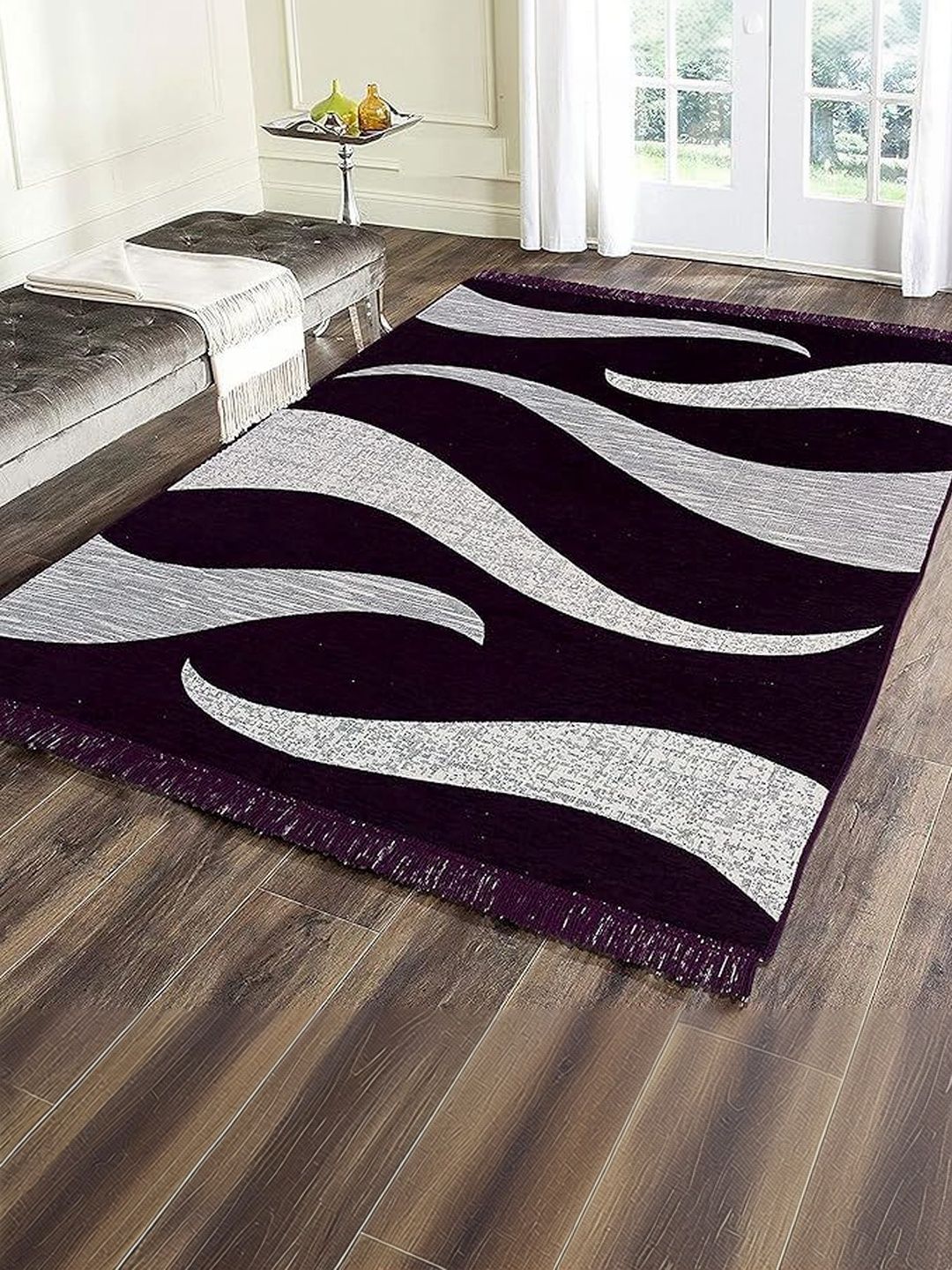 LUZDECOR Purple Abstract Anti-Skid Other Carpet-image-48