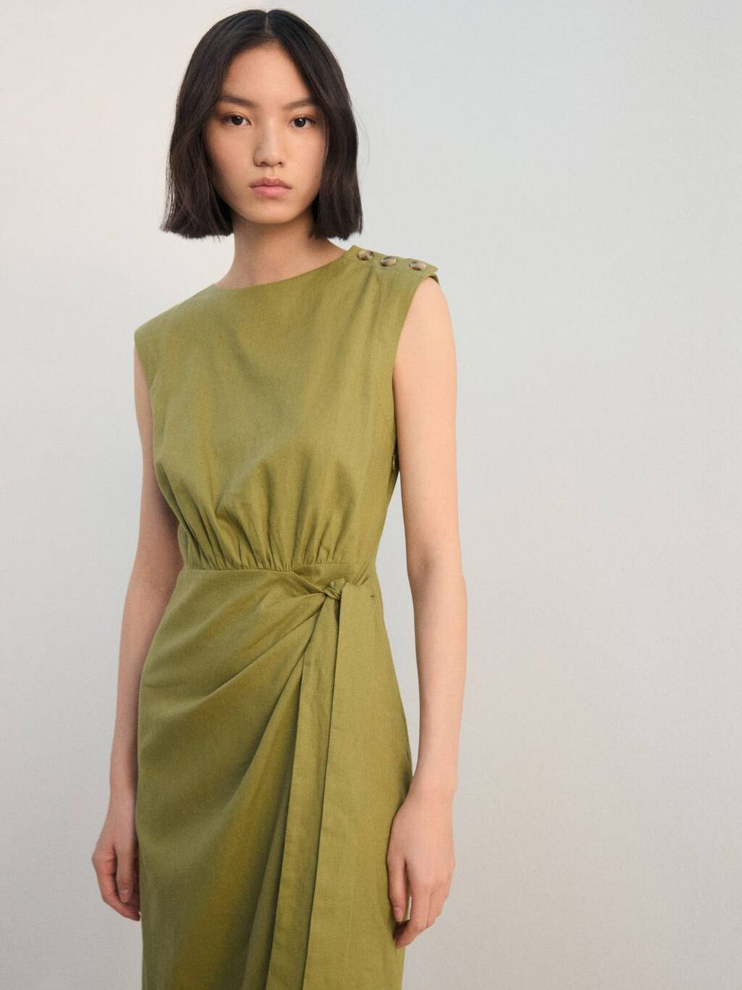 MANGO Faux Wrap Sheath Midi Dress with Waist Tie-Up-picture-58