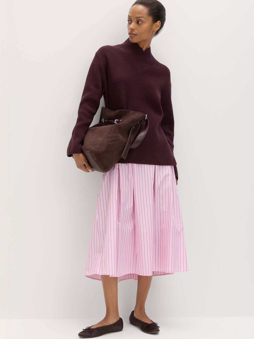Marks & Spencer Striped Pure Cotton A-Line Midi Skirt-picture-38