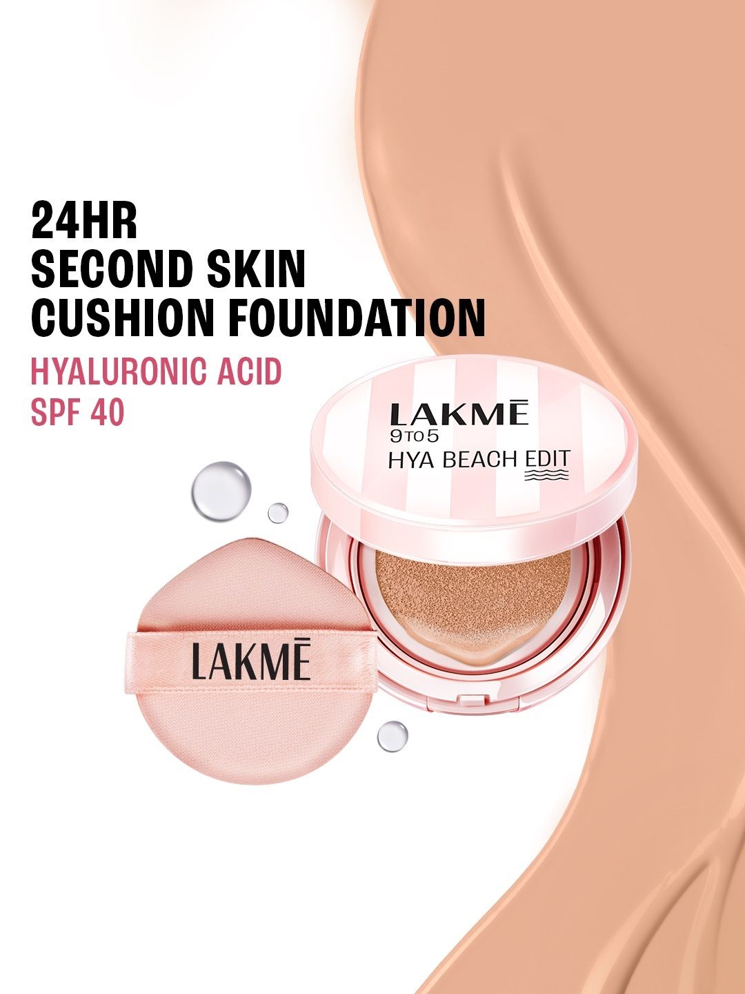 Lakme 9to5 Hya Beach Edit SPF 40 Full Coverage Cushion Foundation 12g - W160 Warm Sand-picture-18