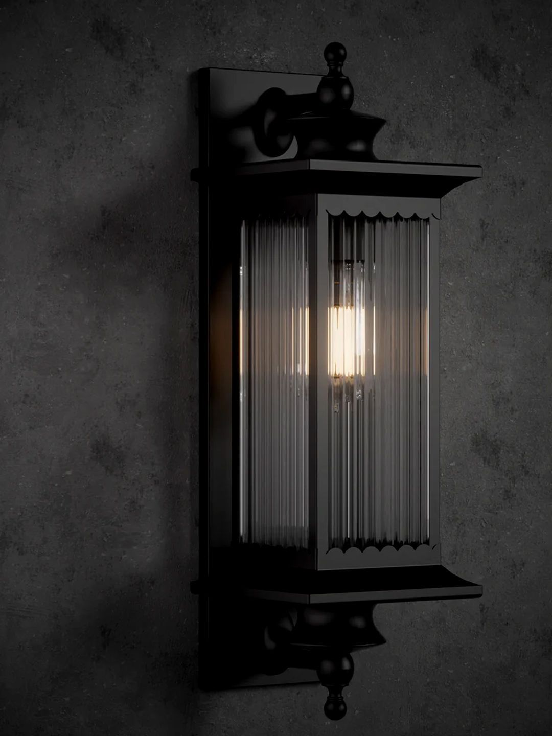 SHREE KALA HOME DECOR Black & Black Textured Iron Rectangle Shaped Wall Lamp-image-9