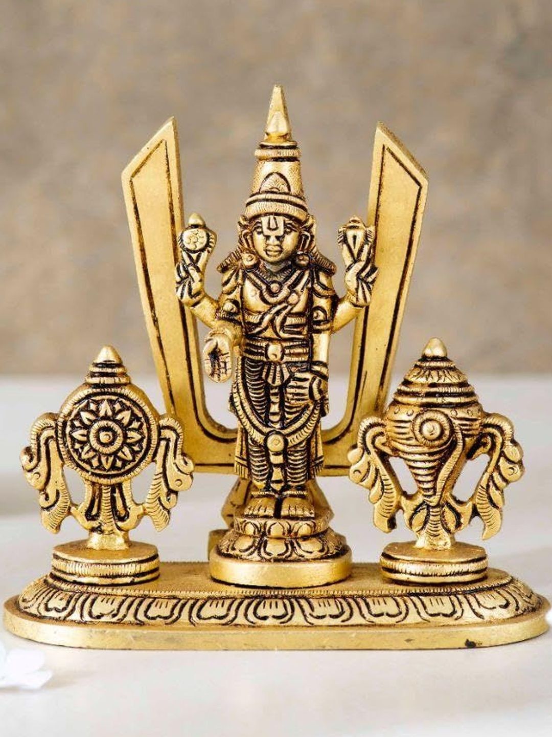 Heaven Decor Yellow Textured Shankh Chakra With Naman Balaji Showpieces-picture-16