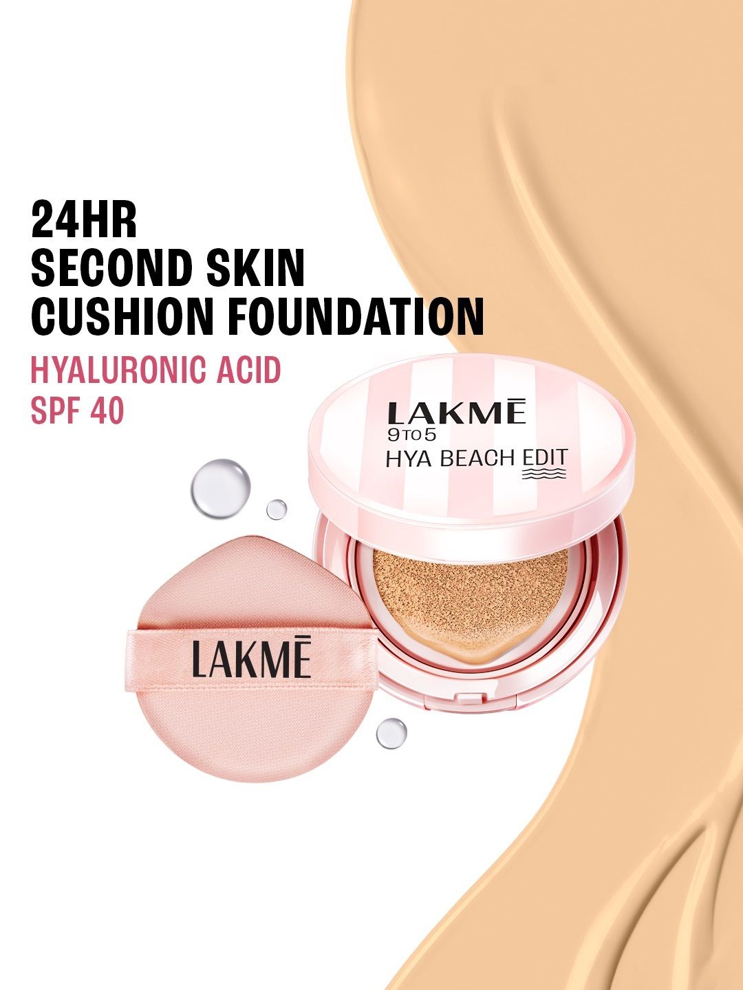 Lakme 9to5 Hya Beach Edit SPF 40 Full Coverage Cushion Foundation 12g - W120 Warm Creme-picture-31