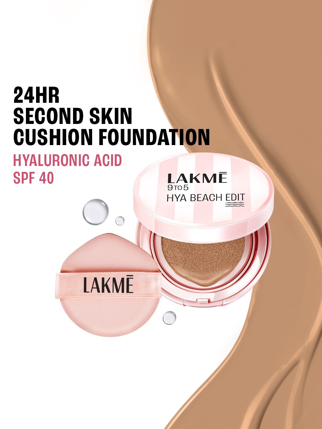 Lakme 9to5 Hya Beach Edit SPF40 Full Coverage Cushion Foundation 12g - N340 Neutral Almond-image-12
