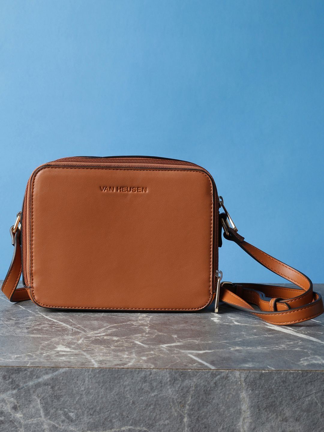 Van Heusen Solid Structured Sling Bag