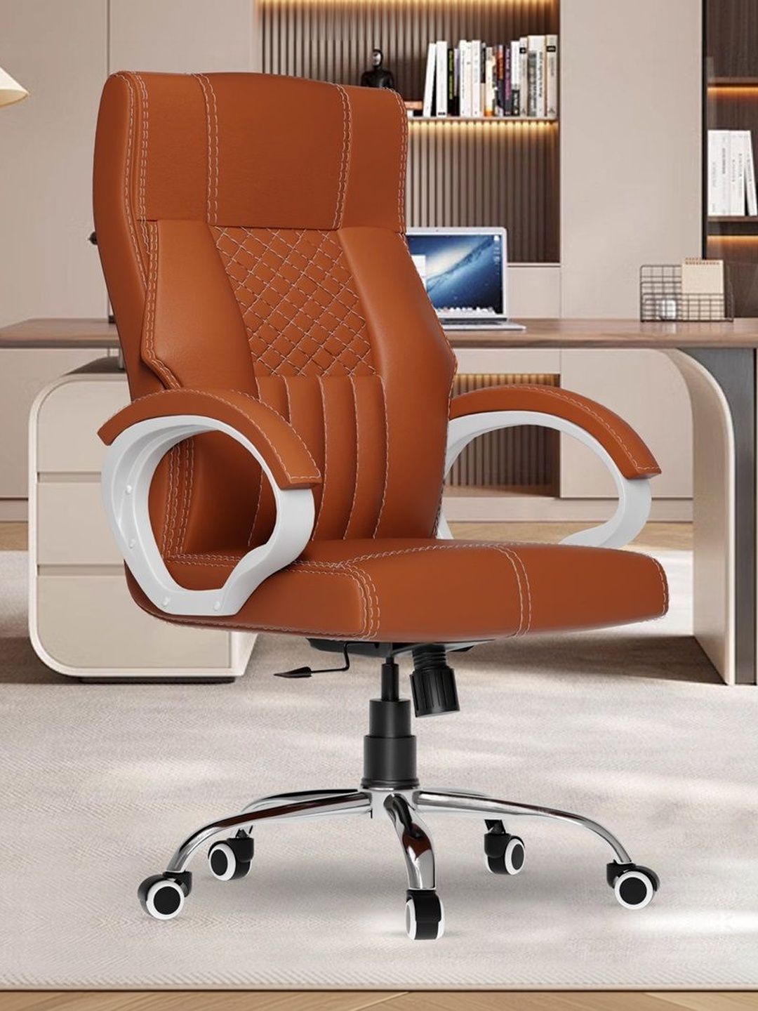 FUGO Brown Engineered Wood Study Chair-image-4