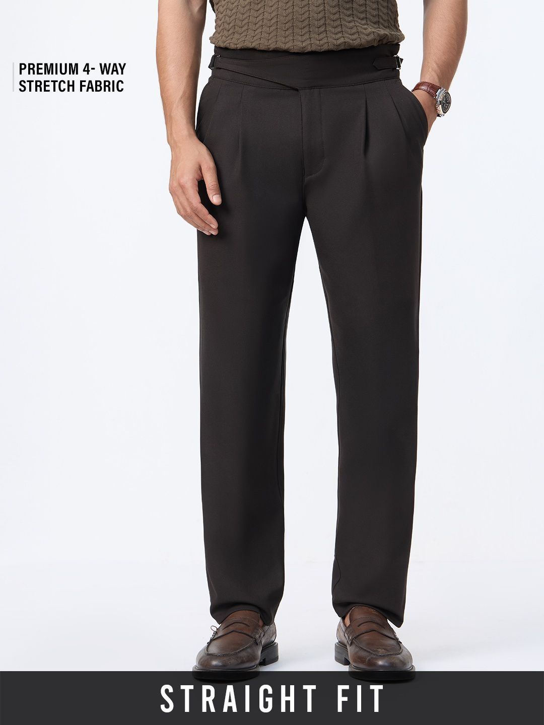 The Souled Store Men Straight Fit Pleated Trousers-picture-29