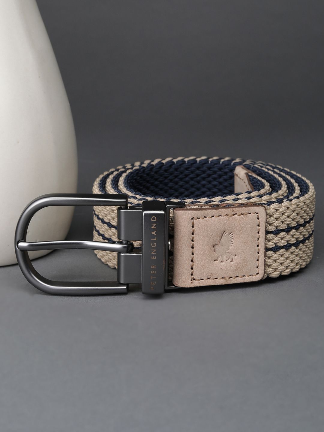Peter England Men Striped Leather Belt-picture-43