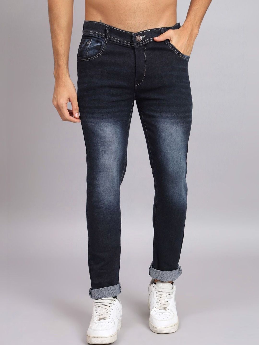 Metronaut Men Classic Regular Fit Mid-Rise Light Fade Stretchable Jeans-picture-14