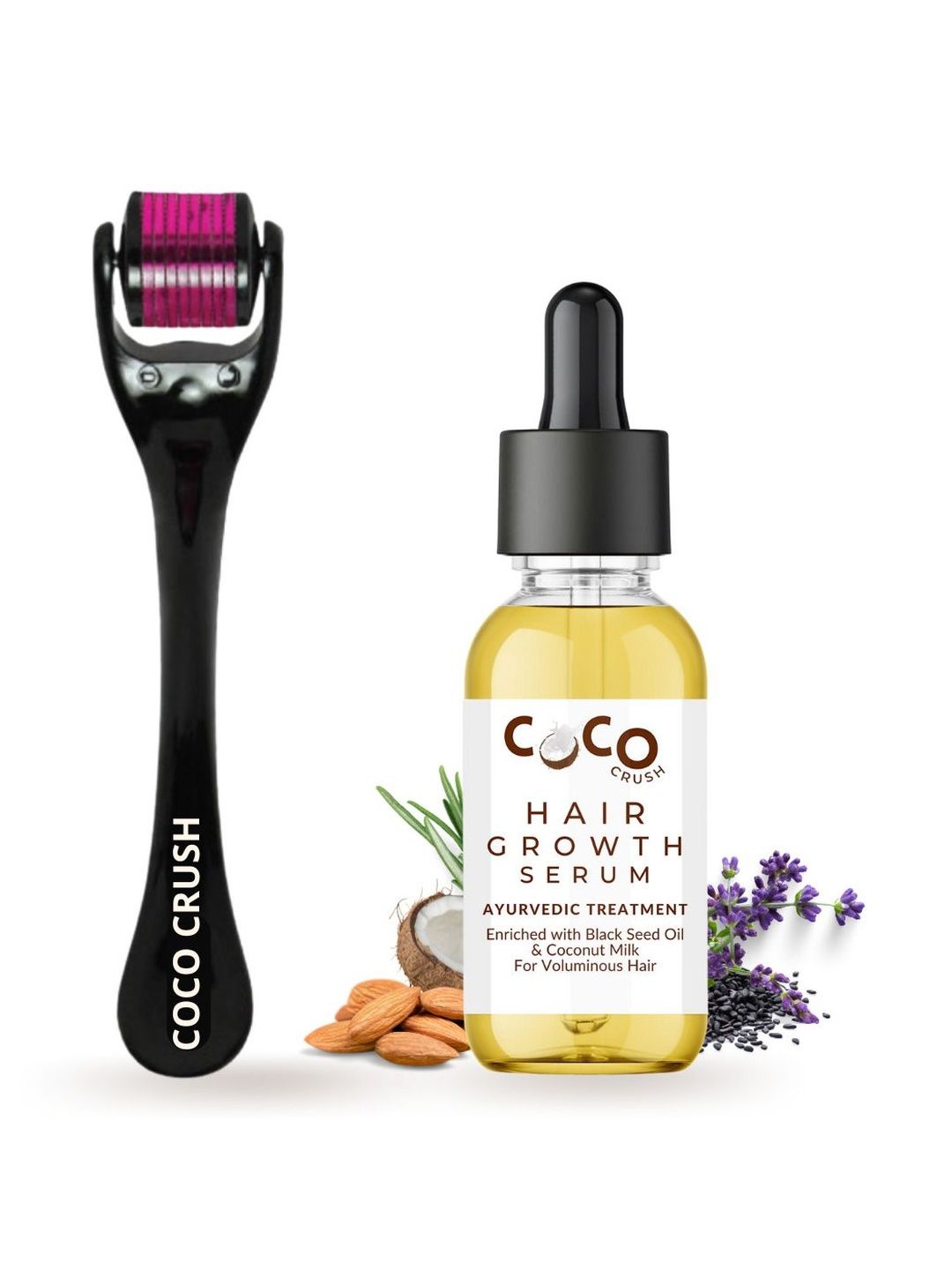 Coco Crush Set Of 2 Ayurvedic Hair Growth Serum - 15 ml With Derma Roller-picture-16