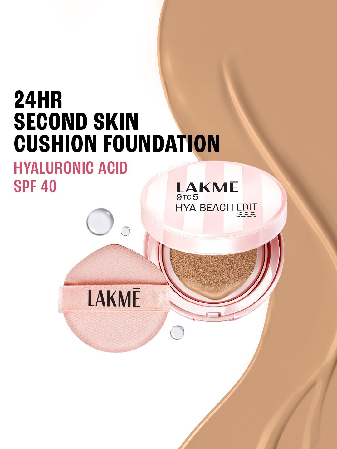 Lakme 9to5 Hya Beach Edit SPF 40 Full Coverage Cushion Foundation 12g - N200 Neutral Nude-picture-23