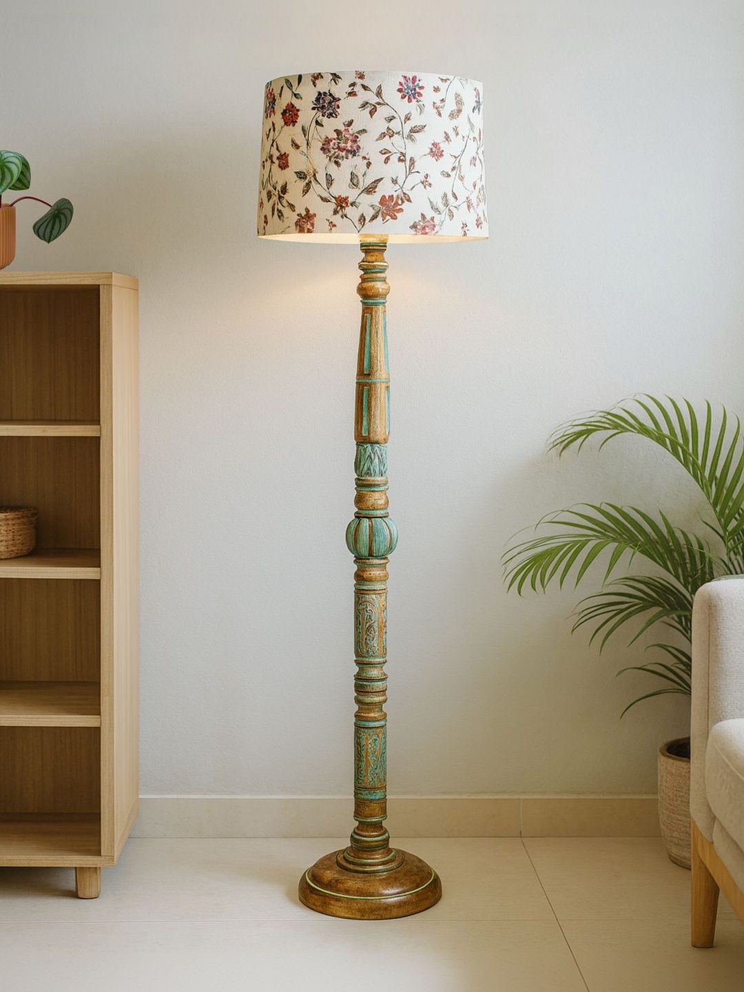 Glowhere White & Red Printed Wooden Floor Lamps-image-4