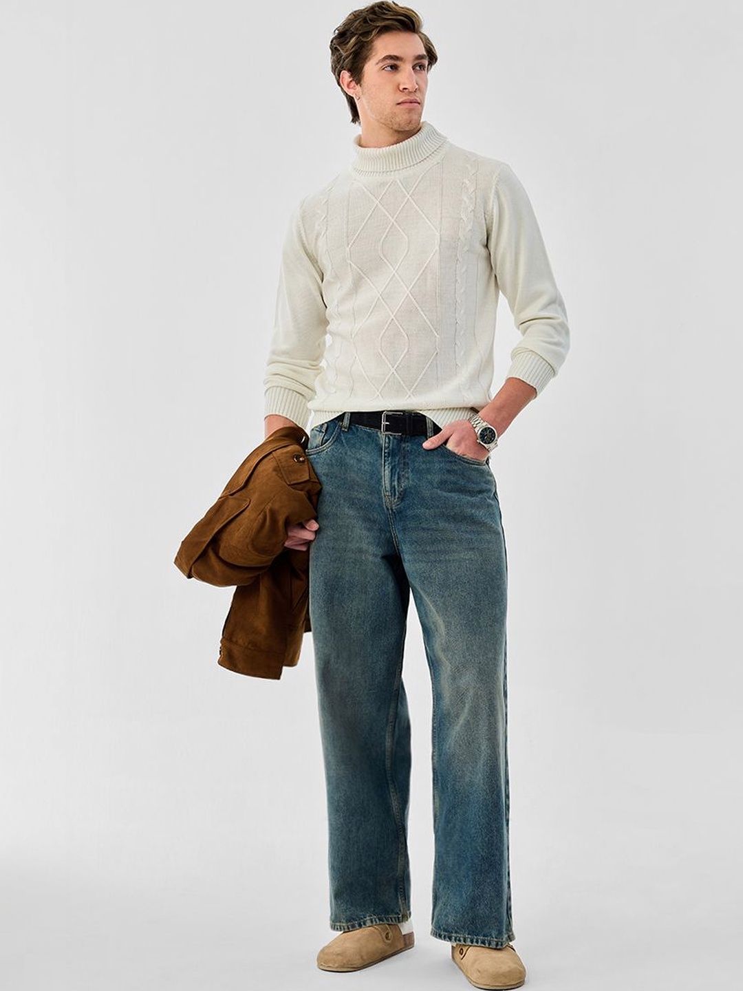 Snitch Men Cable Knit Pullover-picture-41
