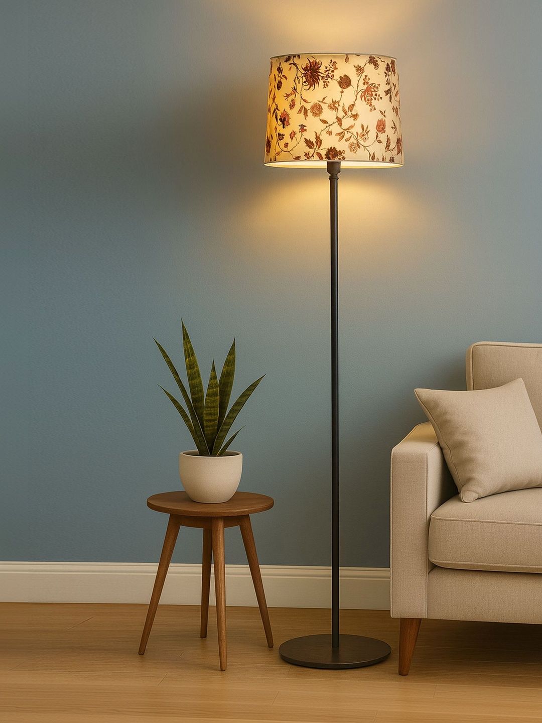 Glowhere White & Red Printed Wooden Floor Lamp-image-7